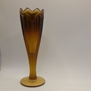 Duncan And Miller  Amber Zipper Vase. Vintage